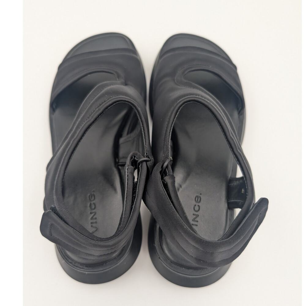 Vince Fresca Strappy Sandal Hook & Loop Open Toe Women's Black Size US6 EU36 - Picture 5 of 12